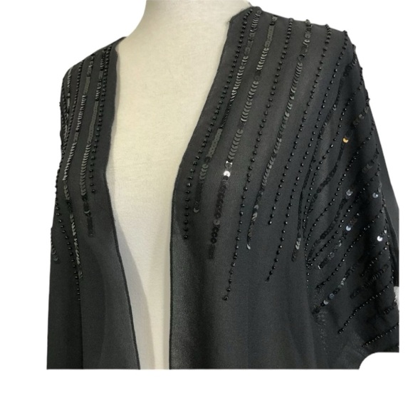 Sequined kimono top woman’s black evening wrap cover up - Picture 8 of 15